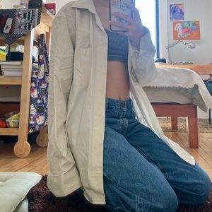 Alfred Sung oversized cream colour shirt